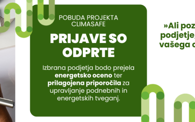 Odprti razpis: Okrepite podnebno odpornost svojega podjetja s CLIMASAFE